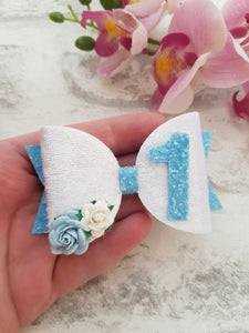 Blue Birthday Bow