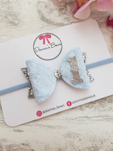 Silver & Blue Birthday Bow