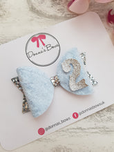 Load image into Gallery viewer, Silver &amp; Blue Birthday Bow
