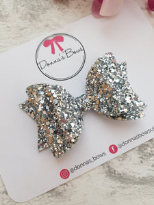 Silver Glitter Bow