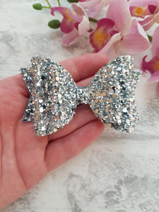 Silver Glitter Bow