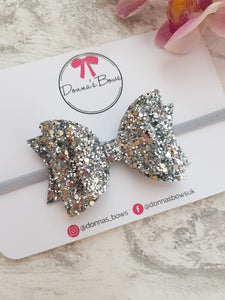 Silver Glitter Bow