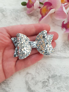 Silver Glitter Bow