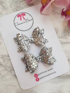 Silver Glitter Bow