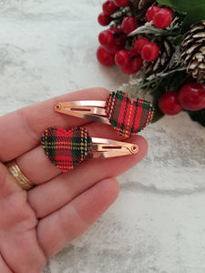 Tartan Heart Snap Clips