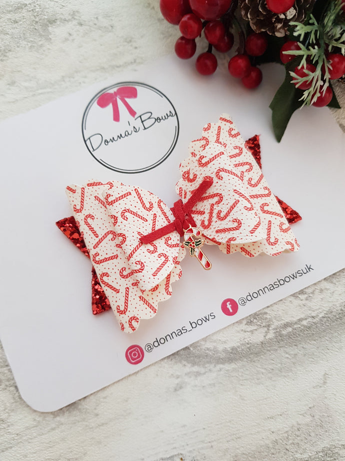 Candy Cane Charm Bow