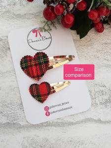 Tartan Heart Snap Clips