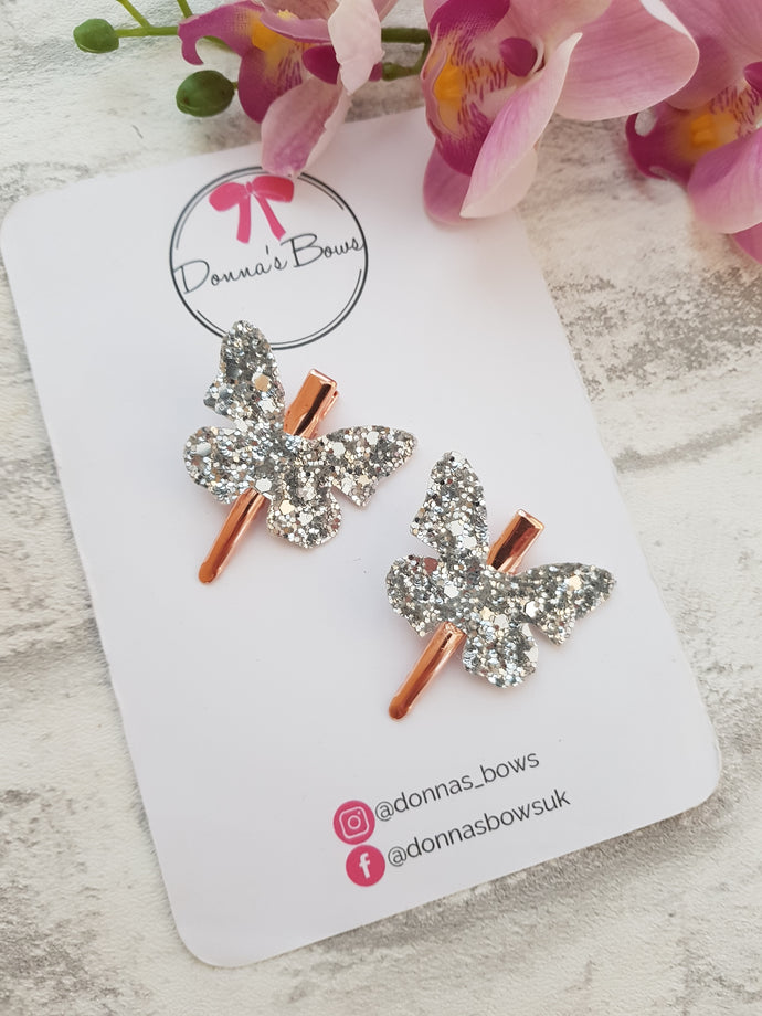 Silver Butterfly Clips