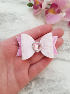 Pink Heart Pigtail Bows