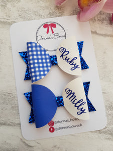 Personalised Royal Blue Bow