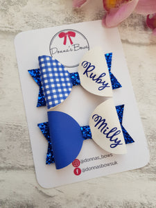 Personalised Royal Blue Bow