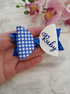 Personalised Royal Blue Bow