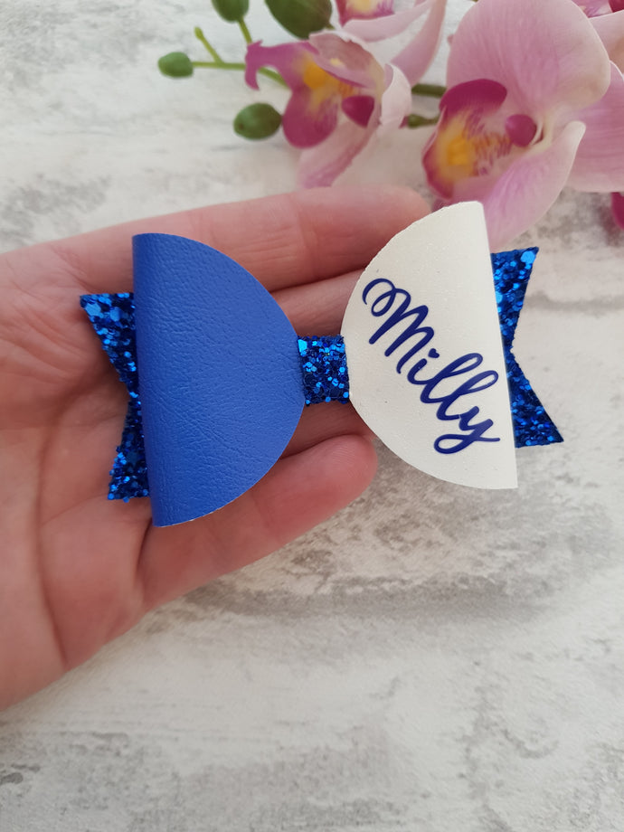 Personalised Royal Blue Bow