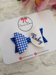 Personalised Royal Blue Bow