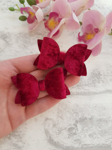 Burgundy Velvet Pigtails