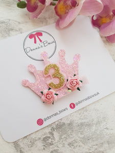 Pink Birthday Crown Bow