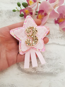 Pink Star Birthday Badge