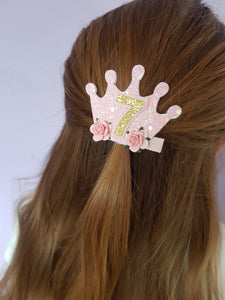 Pink Birthday Crown Bow