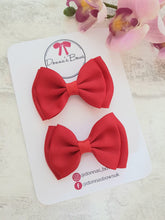 Load image into Gallery viewer, Red ribbon pigtail bows
