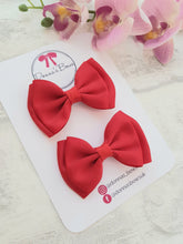 Load image into Gallery viewer, Red ribbon pigtail bows
