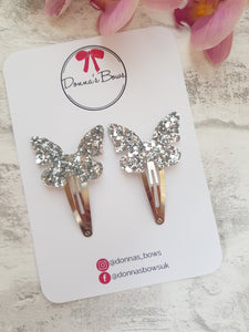 Silver Butterfly Clips