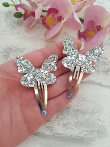 Silver Butterfly Clips