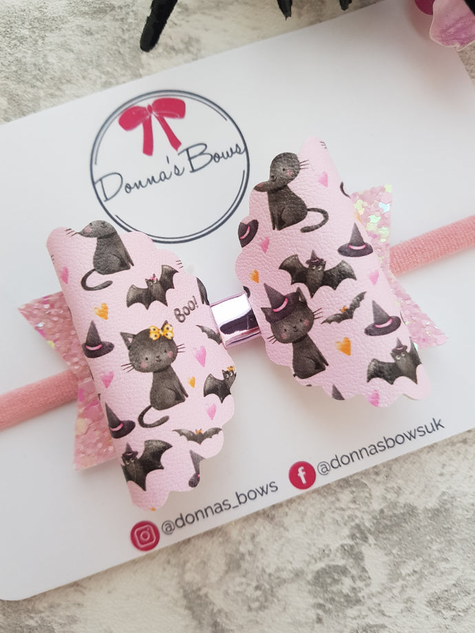 Spooky Pink Halloween Bow