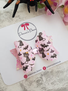 Spooky Pink Halloween Bow