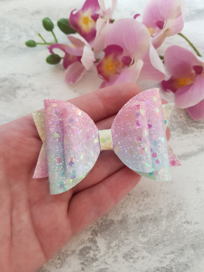 Ombre Rainbow Glitter Bow