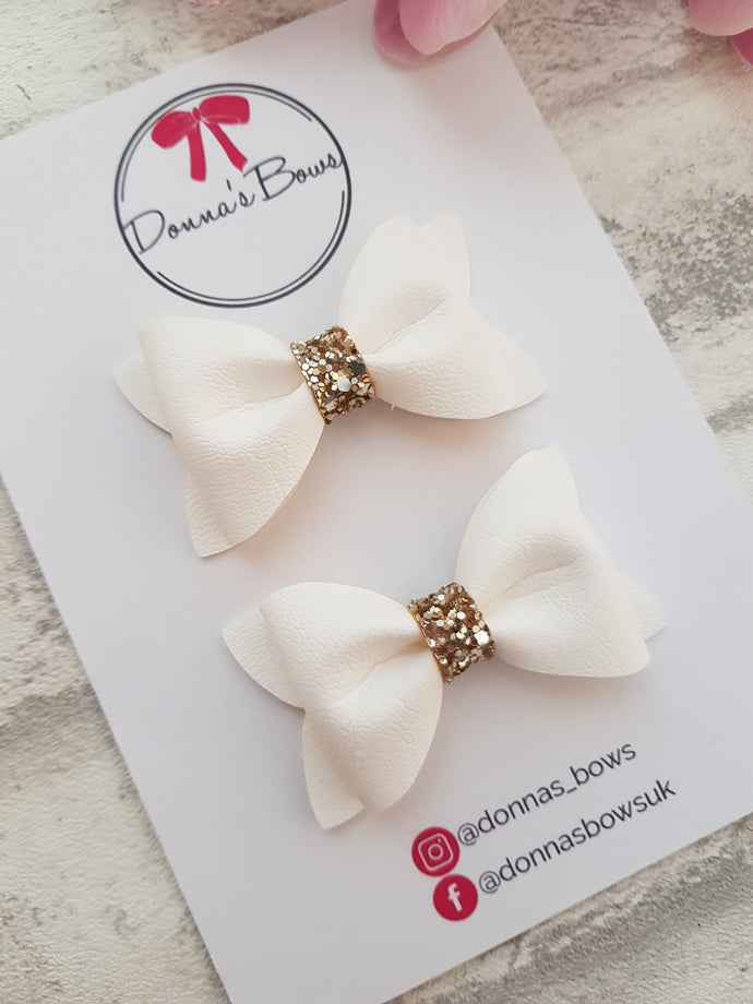 White & Gold Pinch Bows