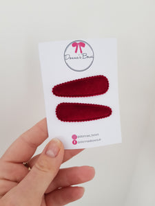 Burgundy Velvet Snap Clips