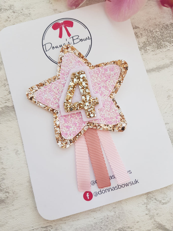 Gold Pink Star Birthday Badge