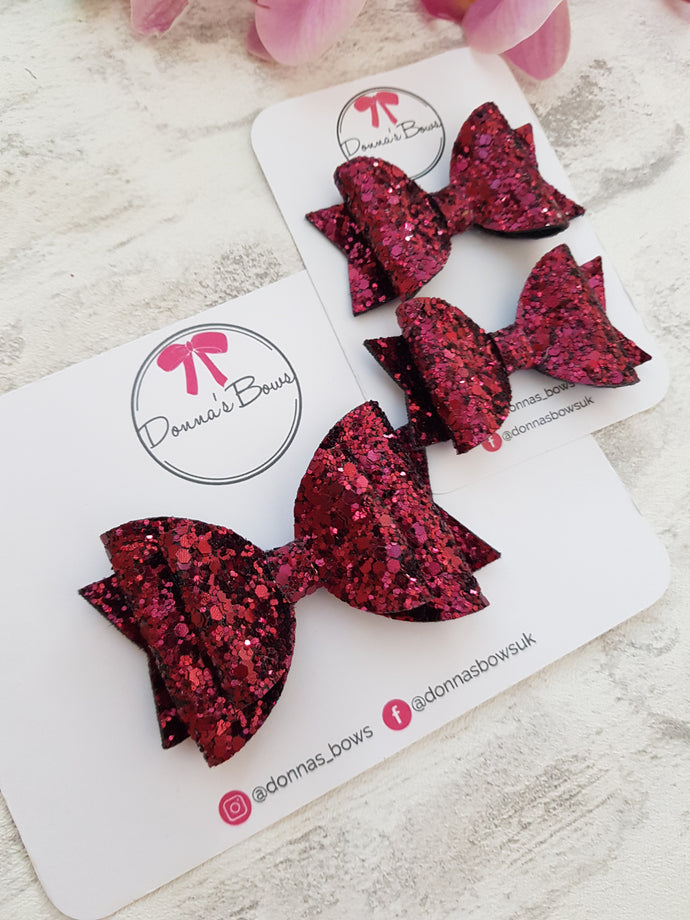 Burgundy Glitter Bow