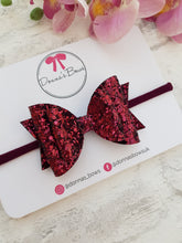 Load image into Gallery viewer, Burgundy Glitter Bow

