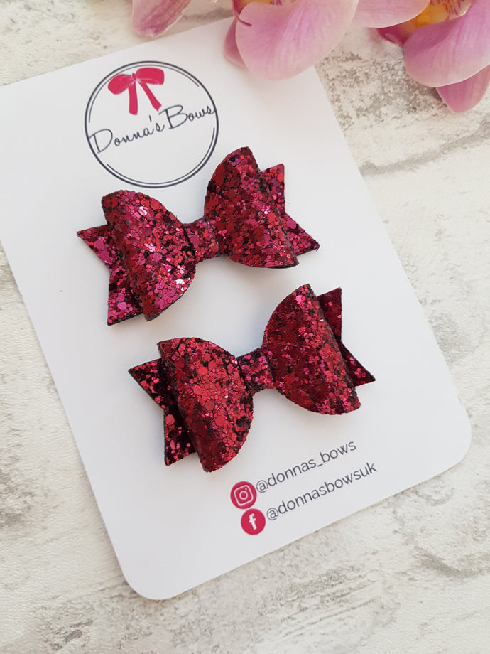 Burgundy Glitter Pigtails