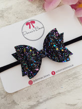 Load image into Gallery viewer, Oil Effect Black glitter bow
