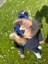 Load image into Gallery viewer, Navy Ribbon Pigtails
