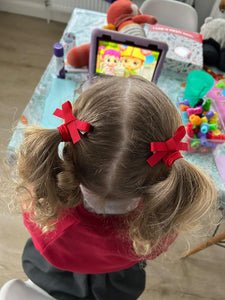 Red Hand-Tied Pigtails
