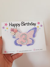 Load image into Gallery viewer, Butterfly Birthday Bow &amp; Badge
