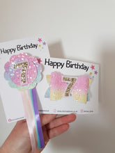 Load image into Gallery viewer, Rainbow Birthday Bow &amp; Badge
