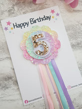 Load image into Gallery viewer, Rainbow Birthday Bow &amp; Badge
