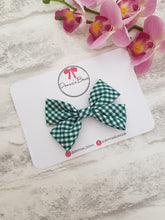 Load image into Gallery viewer, Green Gingham School Bow
