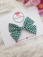 Load image into Gallery viewer, Green Gingham School Bow
