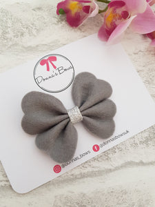 Grey Wool Felt Hairbow