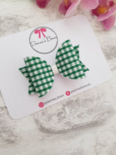 Load image into Gallery viewer, Green gingham school bow
