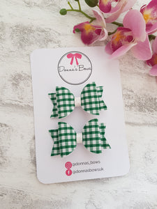 Green gingham pigtails