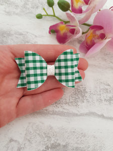 Green gingham pigtails