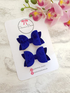 Royal Blue Velvet Pigtail Bows