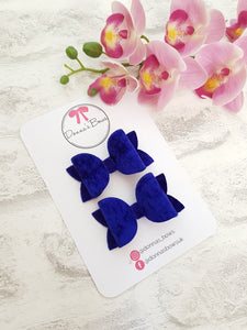 Royal Blue Velvet Pigtail Bows