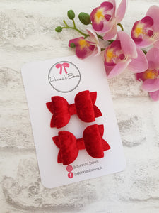 Red Velvet Pigtail Bows